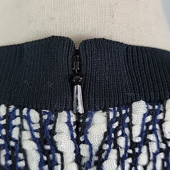 Tory Burch Marbled Woven Tweed V-Neck A-Line Black White Navy Dress 0 - Picture 9 of 15